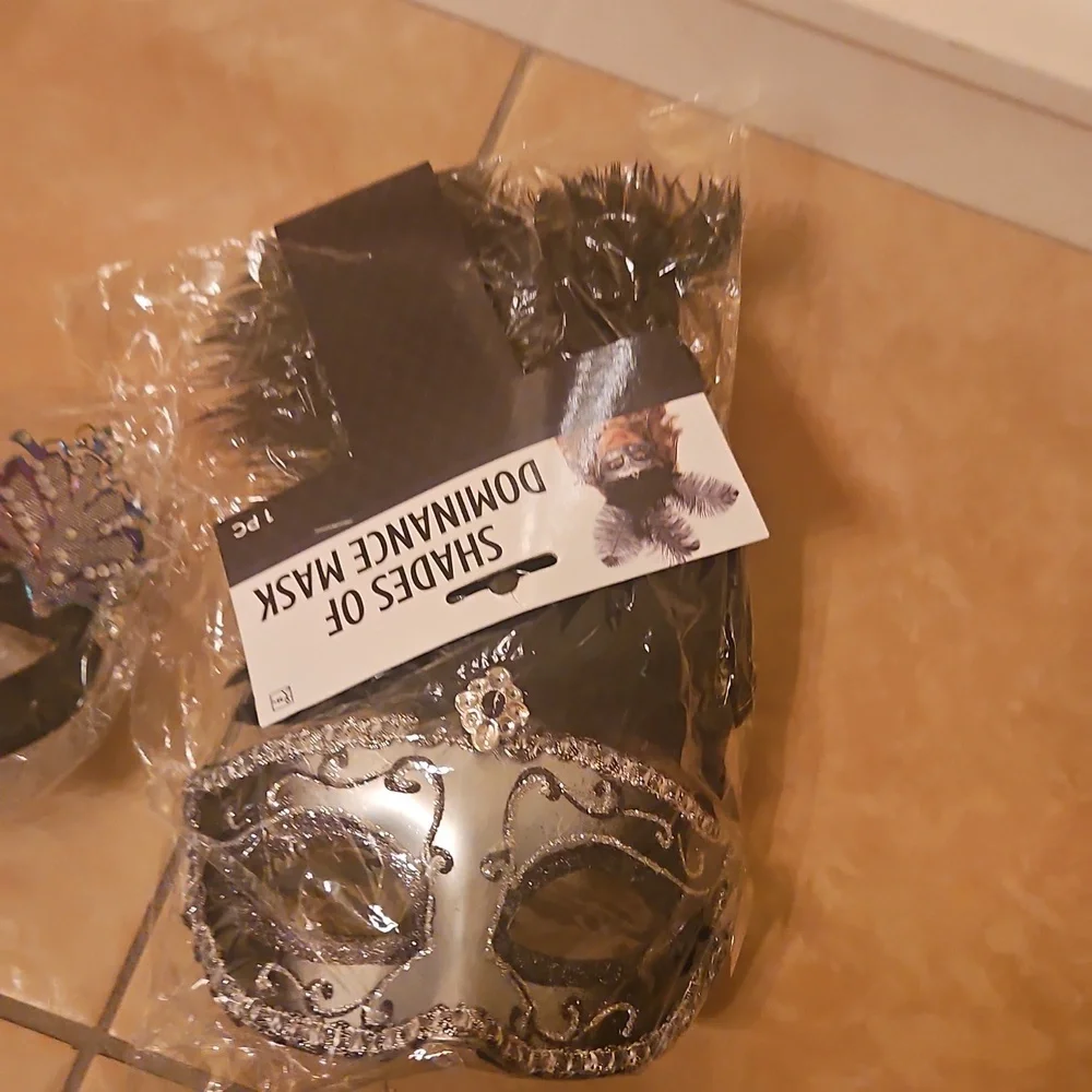 Silver and Black Masquerade Masks Set Of 2 Perfect Shape